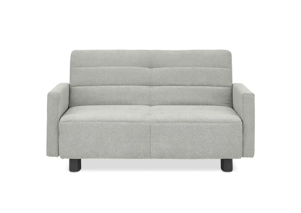 Faltsofa Easy - 2-Sitzer, ca. 140 cm inkl. Schlaffunktion/Topper/Armteil verstellbar, Stoff, Grau