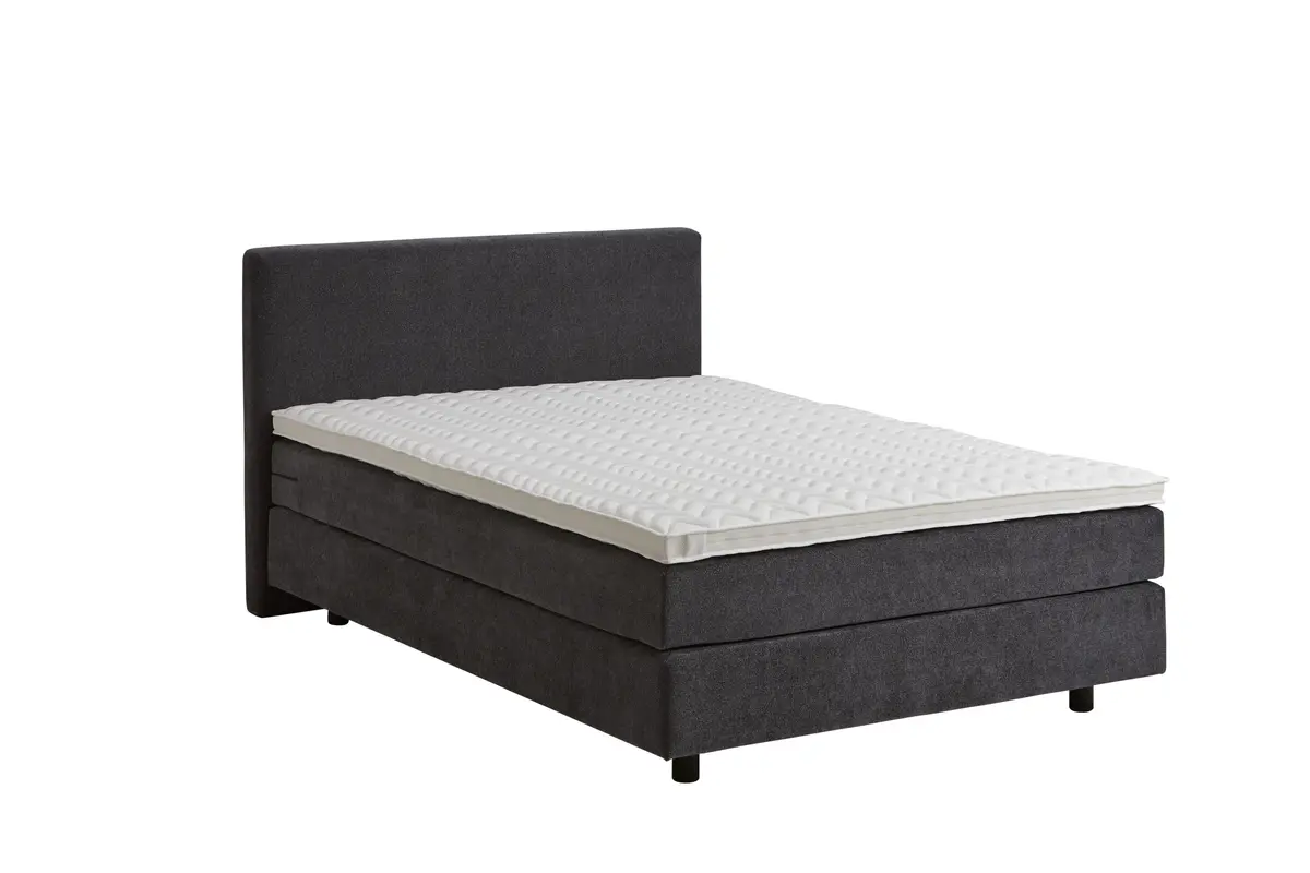 Boxspringbett Valencia - Liegefläche ca. 140x200 cm, Stoff, Anthrazit