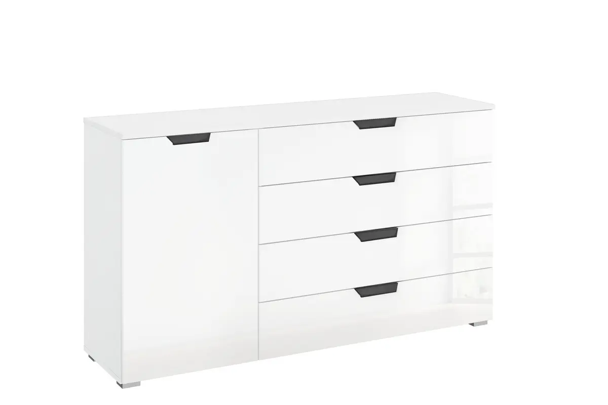 Kommode ROMED- Weiß, Glas Weiß