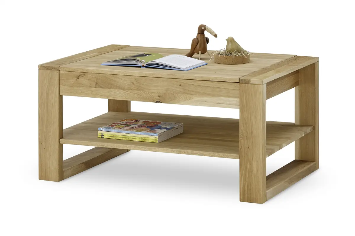 Couchtisch - höhenverstellbar, LB ca. 100x65 cm, Eiche massiv geölt
