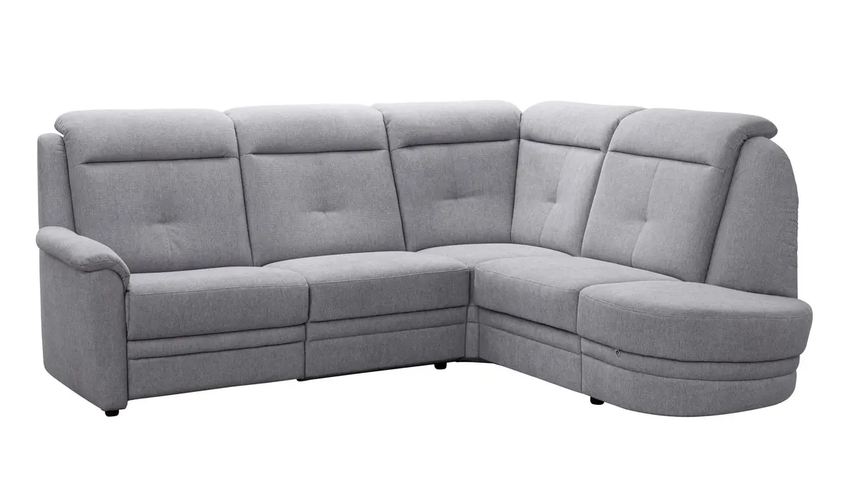 Ecksofa - 2-Sitzer mit Ecke rechts, Stoff, Silber