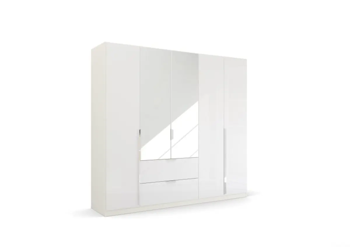 Drehtürenschrank RAGONA SPIN- B ca. 226 cm, Weiß, Weiß Hochglanz
