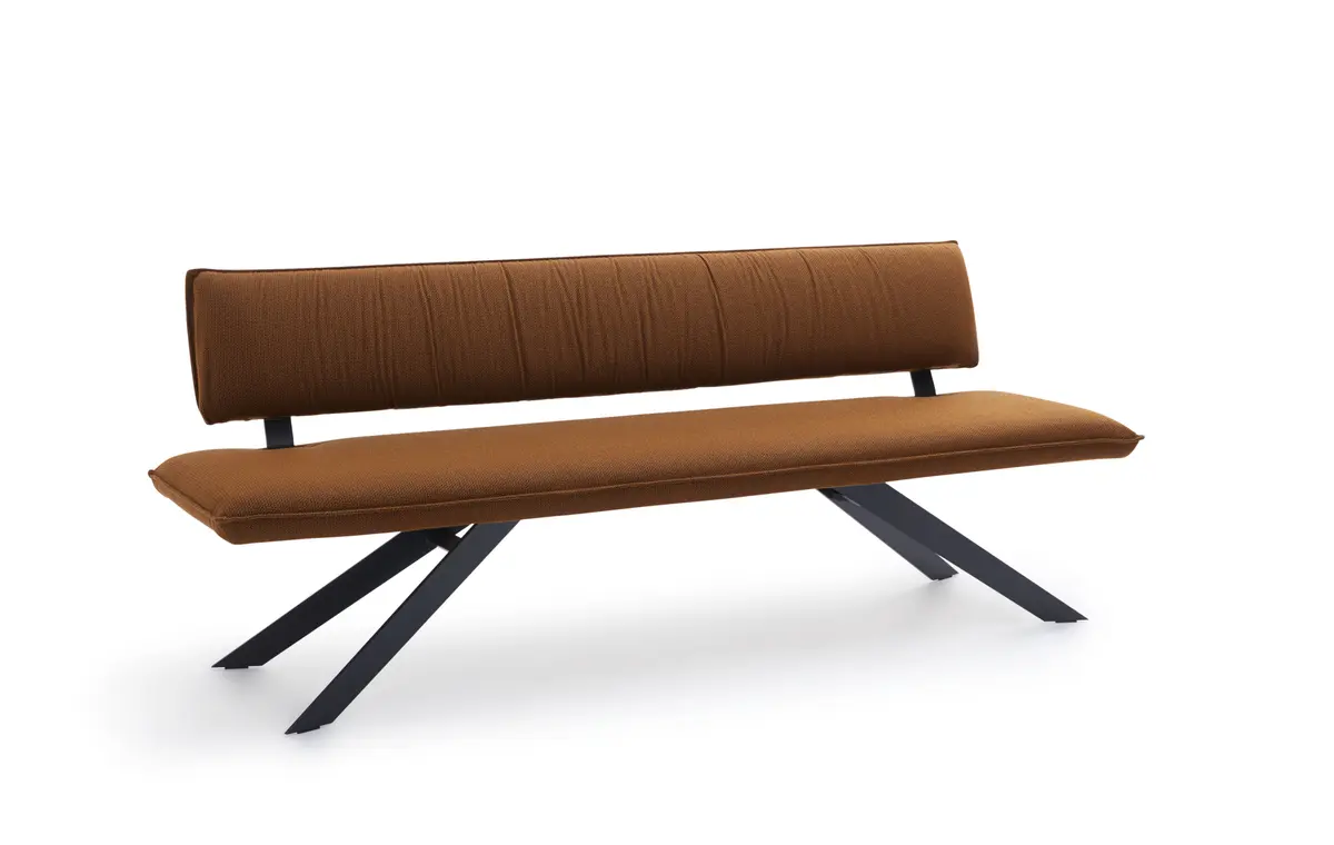 Bank Mileto - BT ca. 200x60 cm, Flachgewebe, Rost, Metallgestell, Schwarz