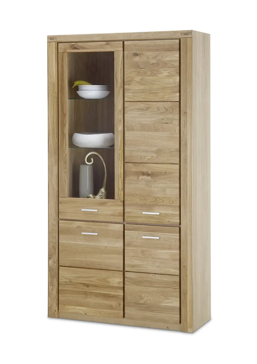 Vitrine - mit Beleuchtung, Wildeiche teilmassiv, geölt