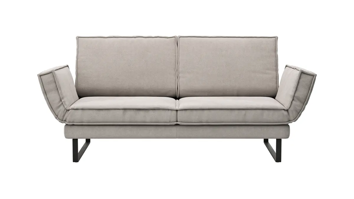 Sofa My - 2,5-Sitzer mit Rückenlehne/Armlehne verstellbar und Drehsitze, Stoff, Hellgrau
