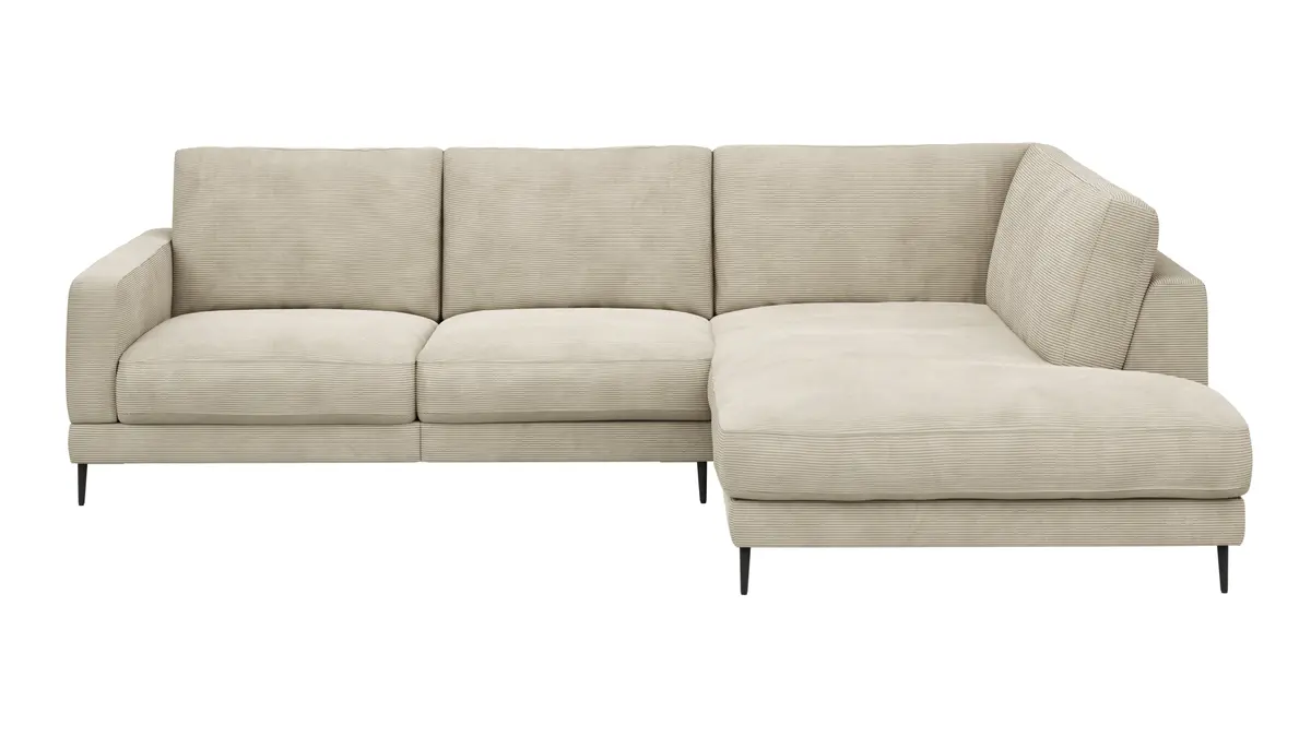 Ecksofa Janne - 2-Sitzer, Ecke rechts, Feincord, Sand