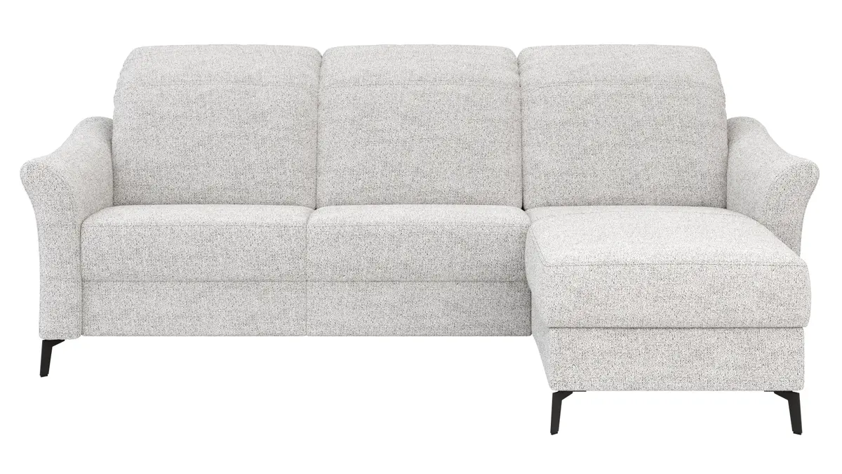 Ecksofa Canterbury - 2,5-Sitzer mit Longchair rechts, Stoff, Offwhite