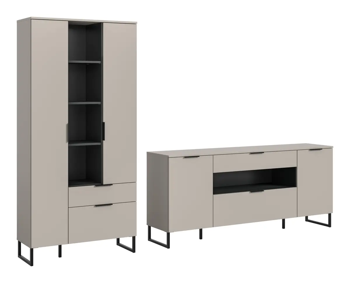 Wohnwand - Kaschmir, Schwarz