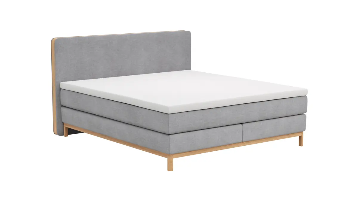 Boxspringbett Odense - Liegefläche ca. 180x200 cm, Stoff, Grau