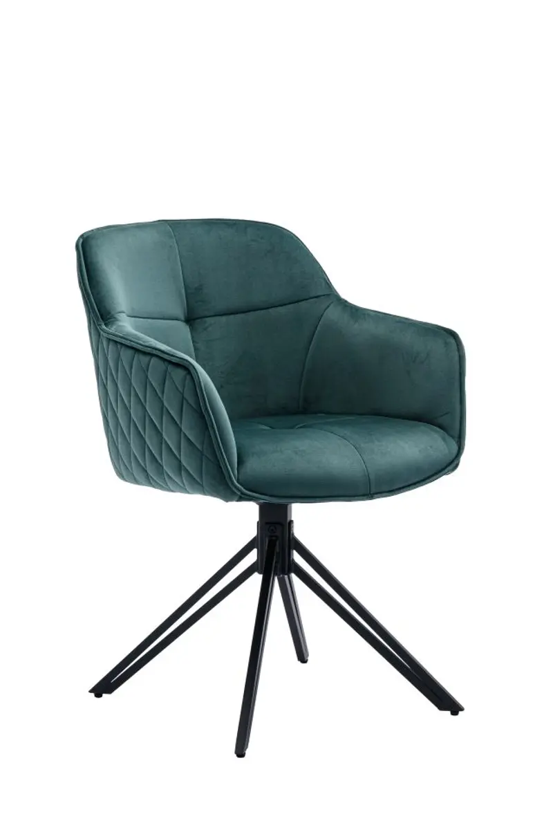 Armlehnstuhl - drehbar, Samt, Grün