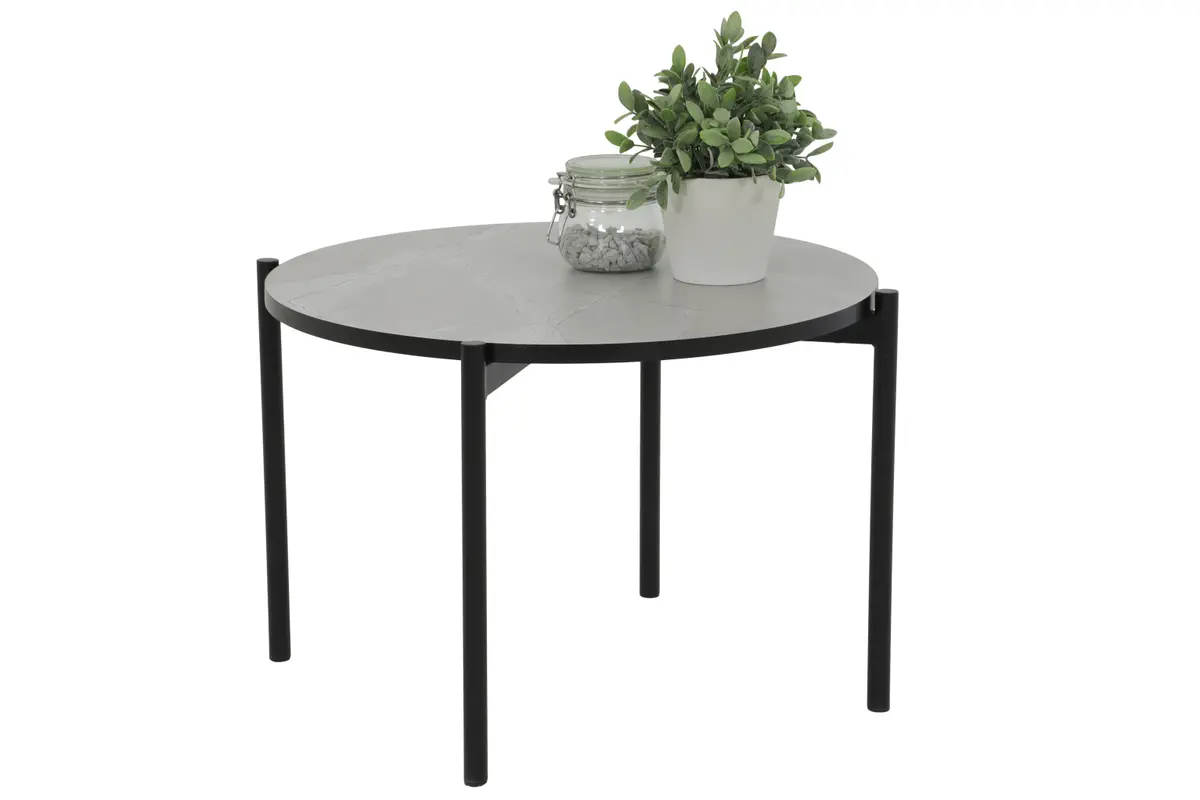 Couchtisch - LB ca. 60x60 cm, Marmoroptik, Schwarz