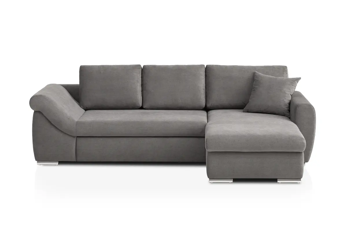 Ecksofa - 2-Sitzer, Ecke rechts inkl. Schlaffunktion mit Bettfunktion, Stoff, Ash