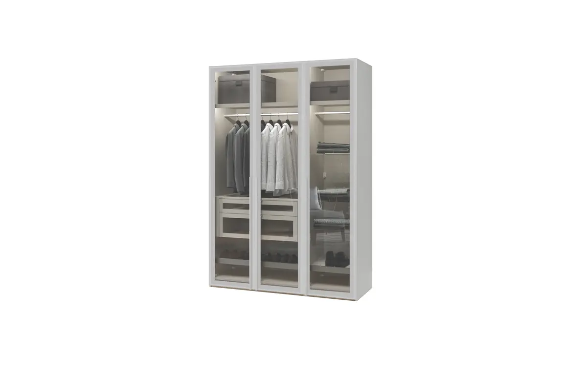 Drehtürenschrank JOIN IT- B ca. 152 cm, Weiss, Glas