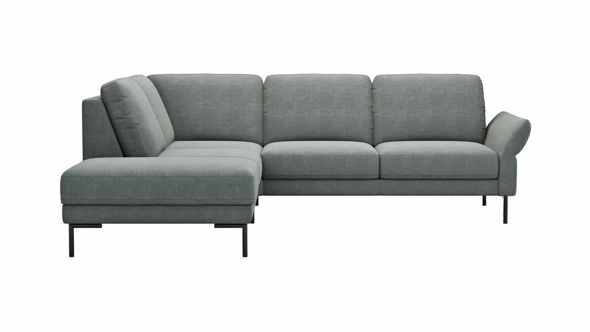 Ecksofa Rockport A - Ecke links mit 2,5-Sitzer rechts, inkl. Armlehne verstellbar, Stoff, Eisblau