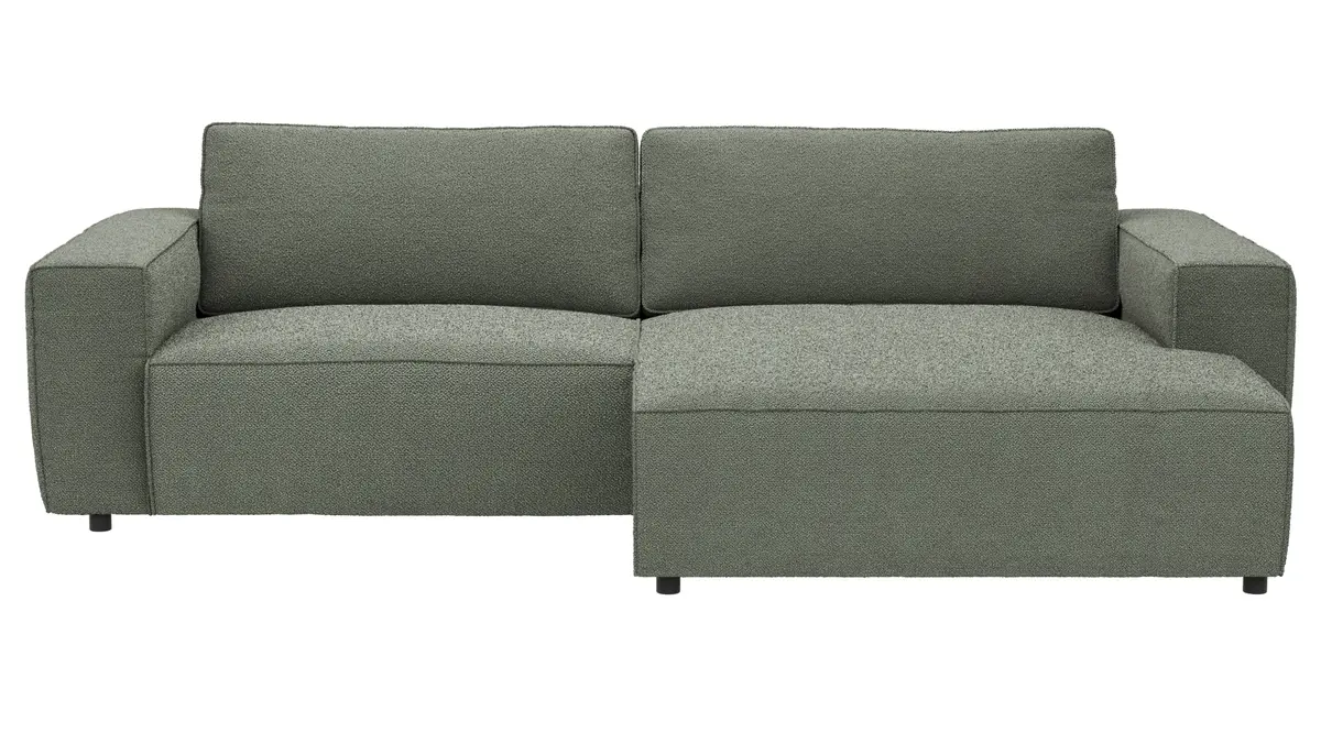 Ecksofa Lilaia - 1,5-Sitzer XL mit Chaise Longue XL rechts, Stoff, Olivgrün