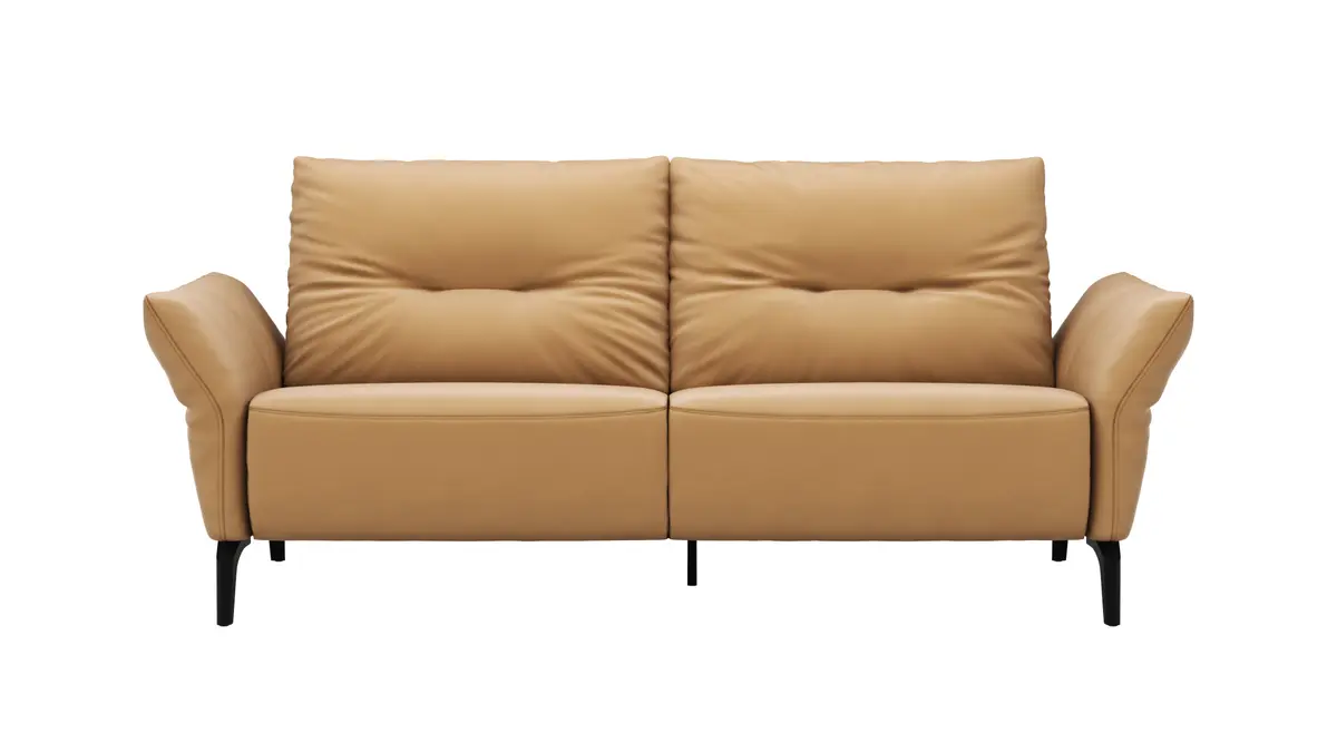 Sofa Bahia - 2-Sitzer inkl. Armlehne verstellbar, Leder, Kurkuma