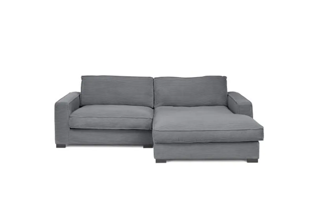 Ecksofa - 2-Sitzer, Ecke rechts, Stoff, Grau