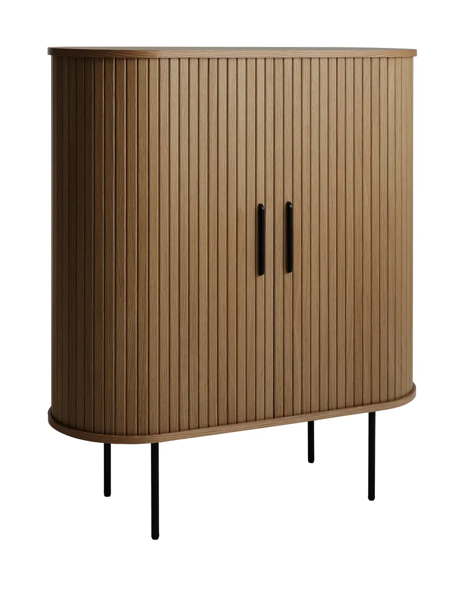 Highboard - B ca. 100 cm, Eiche Furnier, Smoked