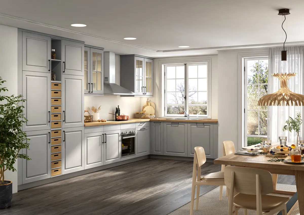 L-Küche 56.180 3 521, Steingrau