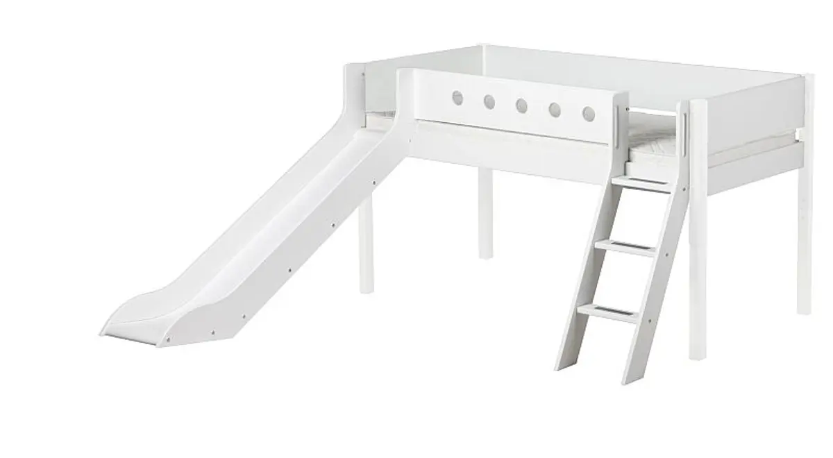Hochbett- Liegefläche ca. 90x200 cm, Birke, Massiv, Weiß