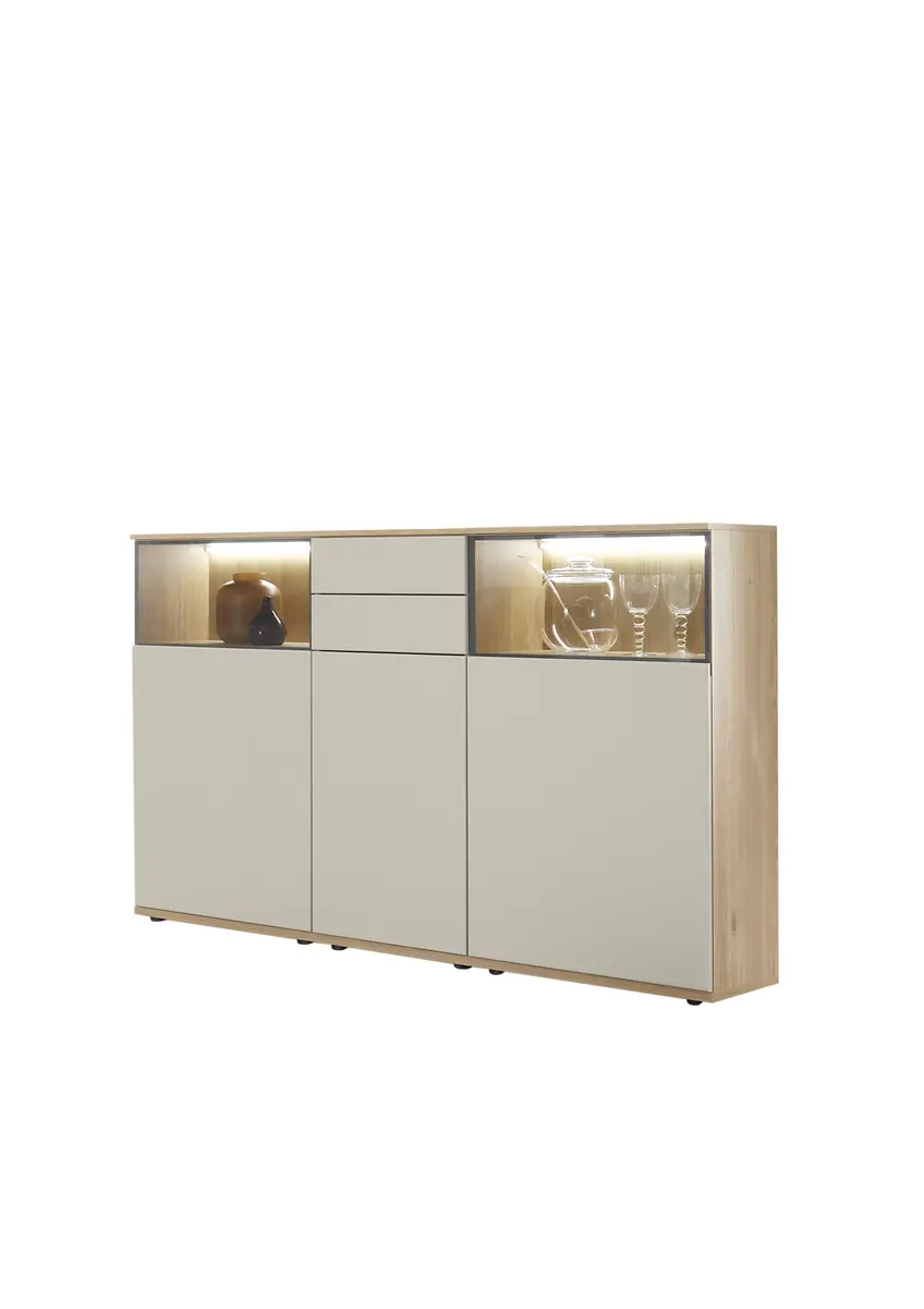 Sideboard EM Gradina - mit Beleuchtung, Risseiche, Sandbeige