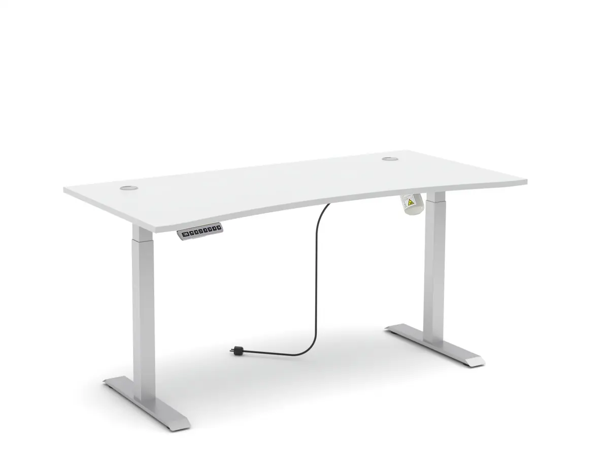 Schreibtisch - höhenverstellbar, LB ca. 160x77 cm, Weiß, Silberfarben