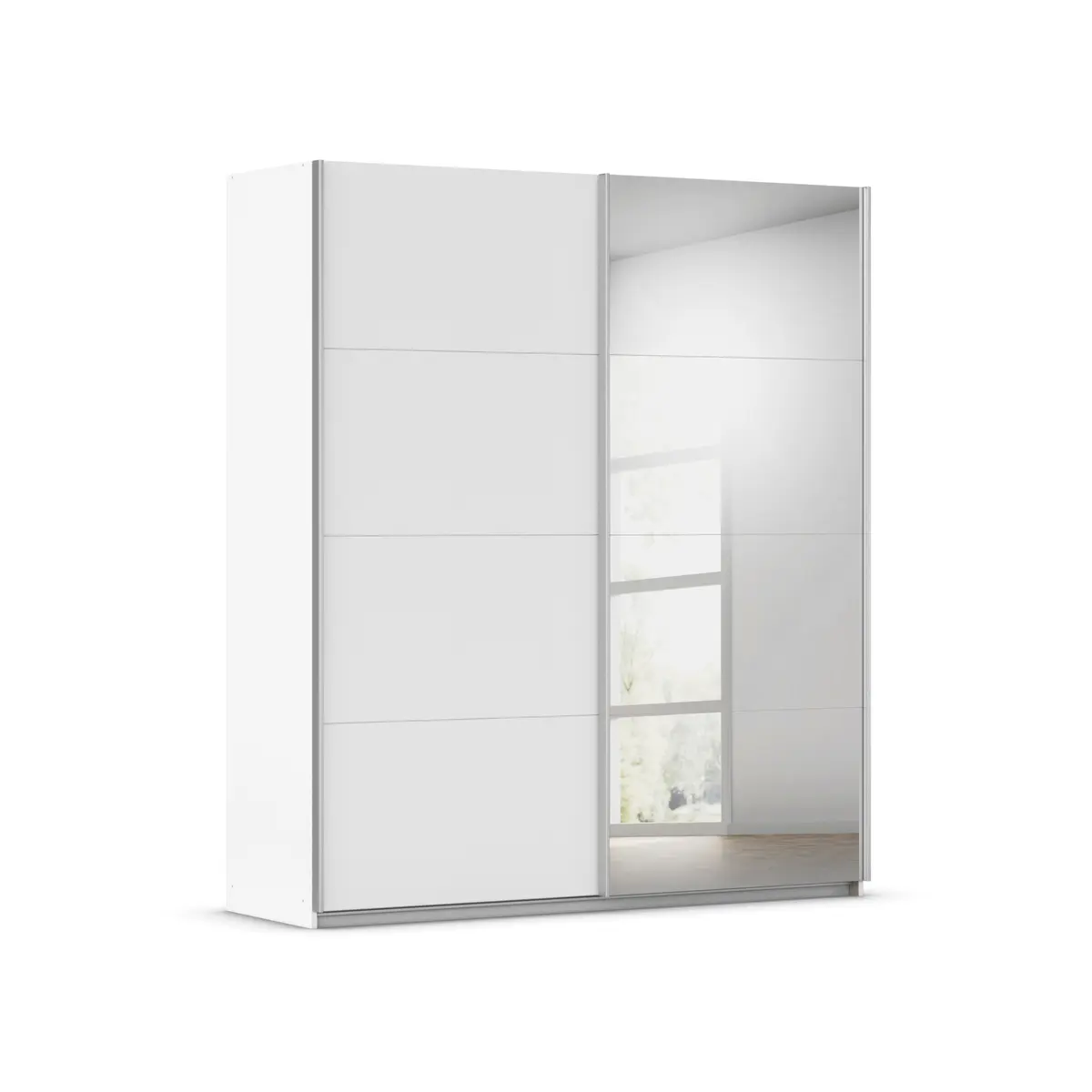 Schwebetürenschrank ROMAN- B ca. 181 cm, Weiß, Spiegel