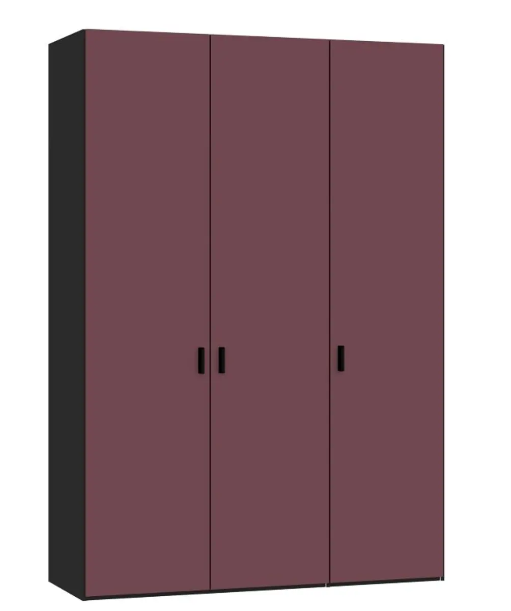 Drehtürenschrank JOIN IT- B ca. 152 cm, Schwarz, Glas, Berry, Matt