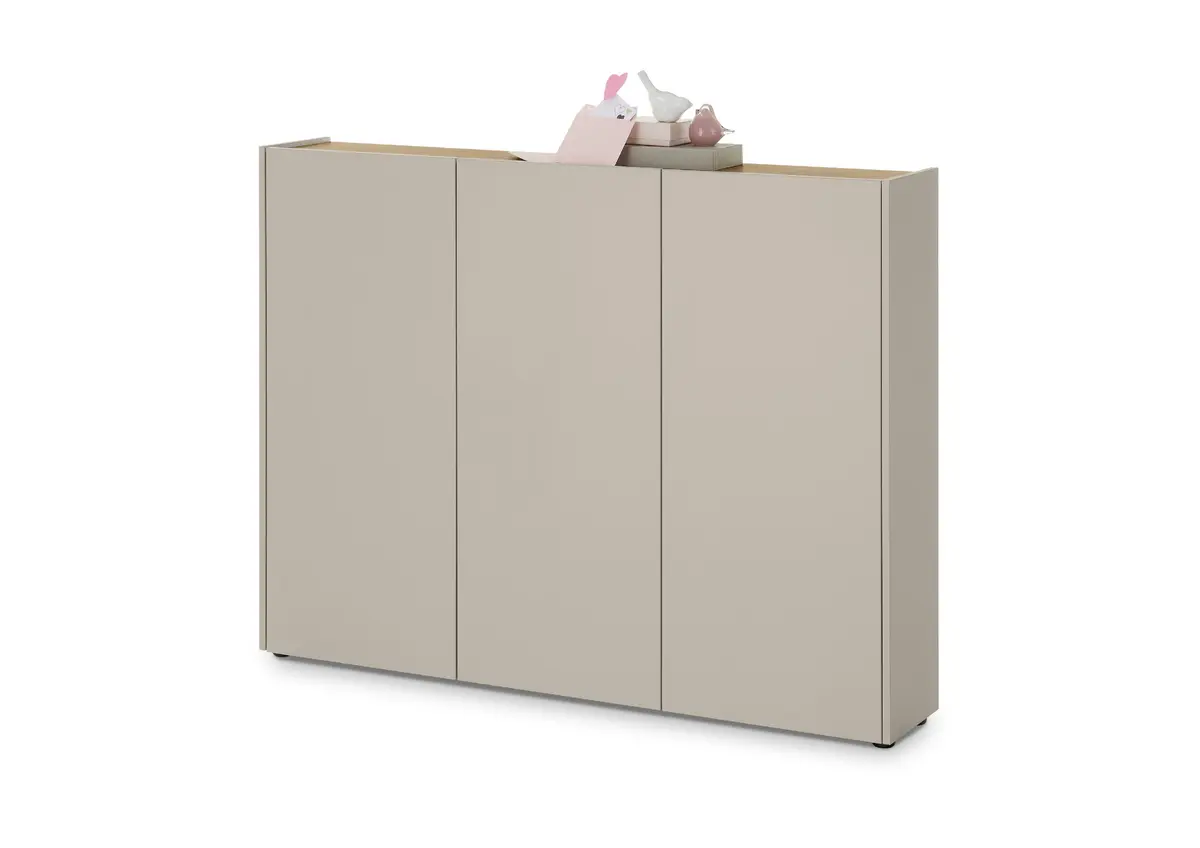 Schuhschrank GASIRA - B ca. 138 cm, Kaschmir, Navarra Eiche Nachbildung