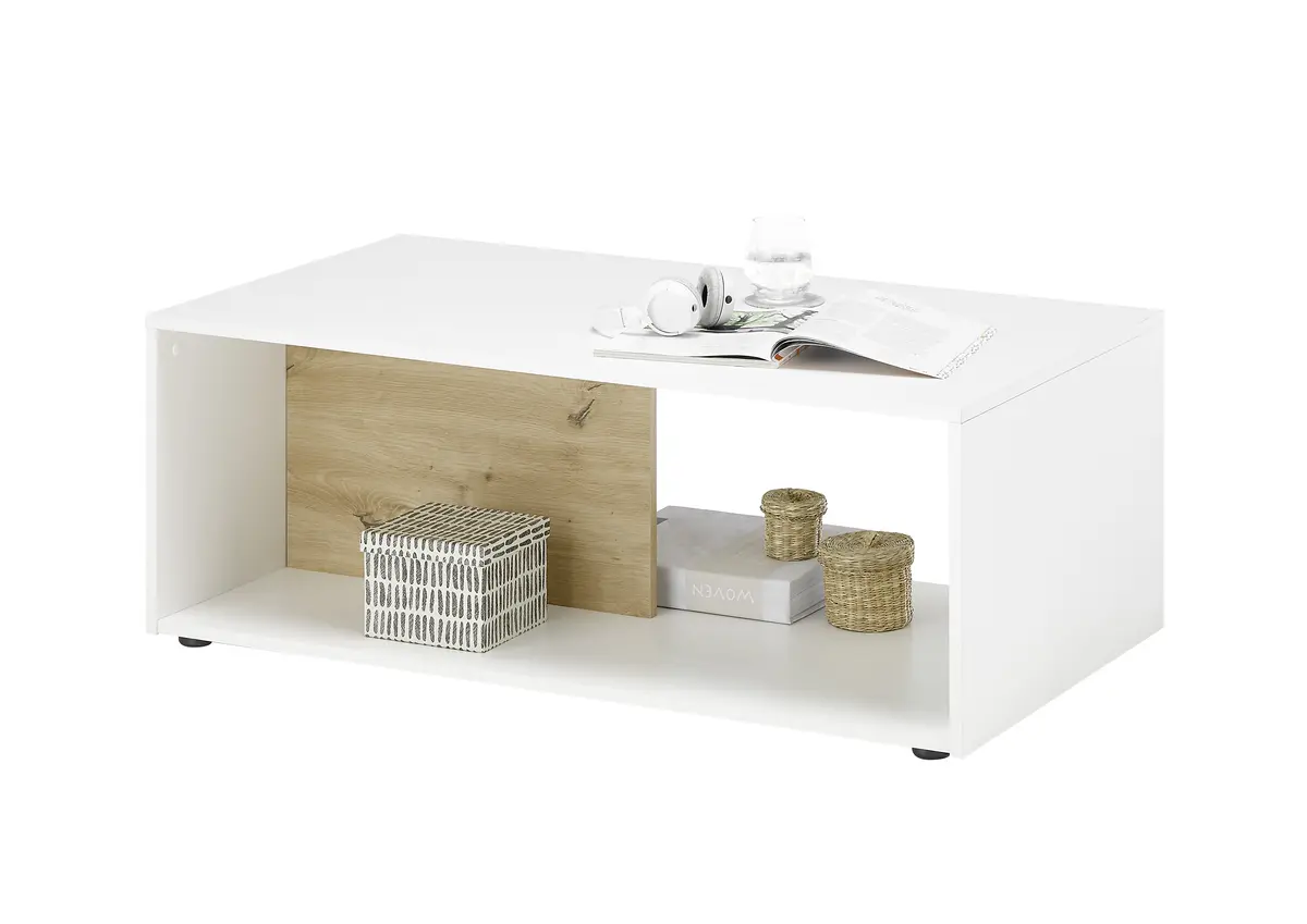 Couchtisch - B/H/T ca. 110x40x60 cm, Weiß Dekor