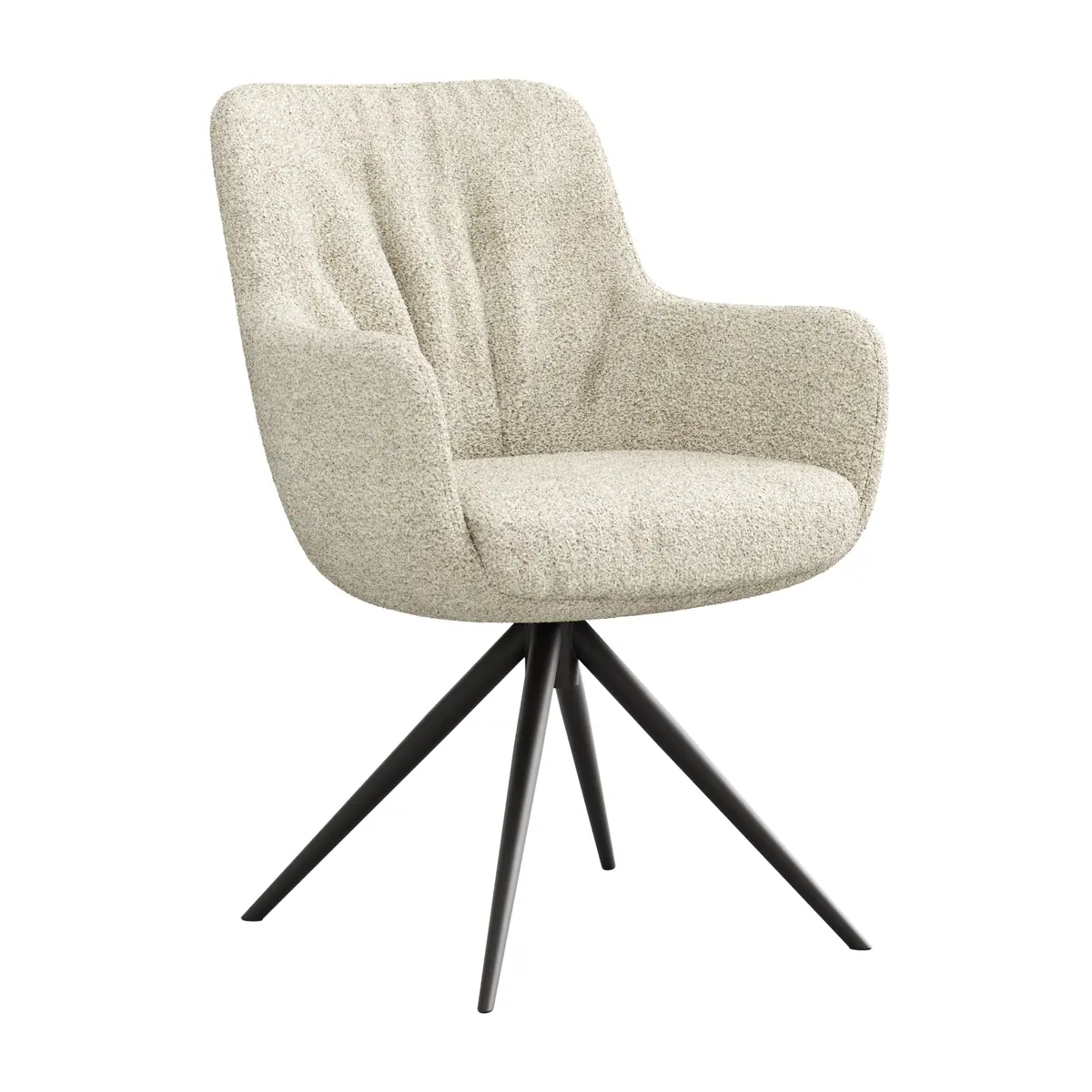 Armlehnstuhl Mis Legere - Boucle, Creme, Stativ, Anthrazit