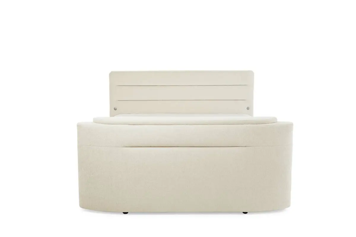  Boxspringbett JELLA MIX- Liegefläche ca. 180x200 cm, Stoff, Creme