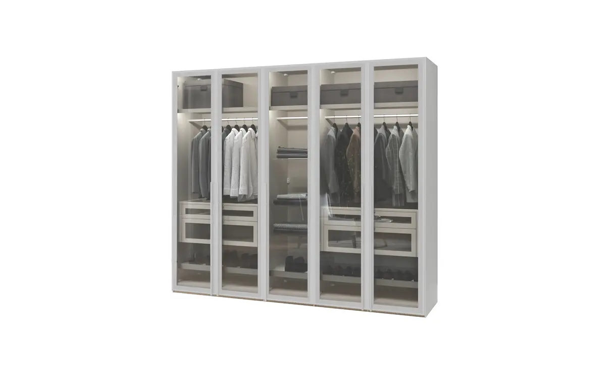 Drehtürenschrank JOIN IT- B ca. 252 cm, Weiss, Glas