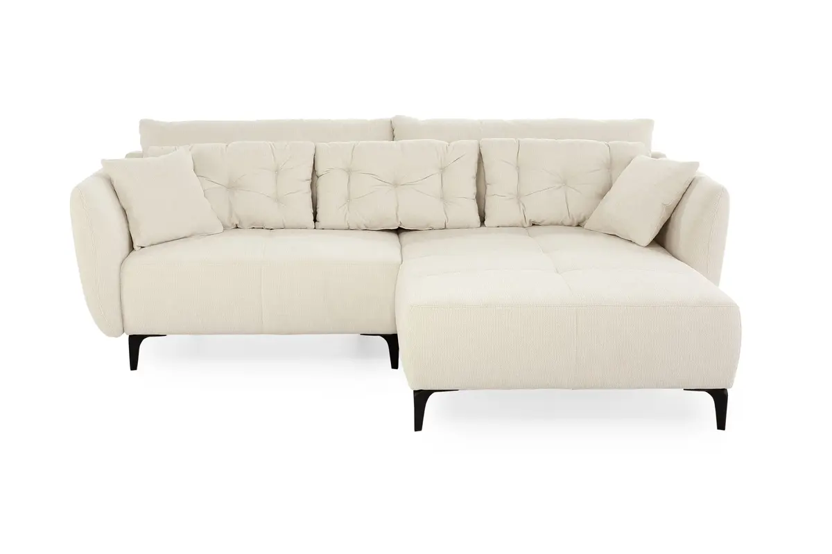 Ecksofa JANEK - 2,5-Sitzer, Ecke rechts, Stoff, Creme
