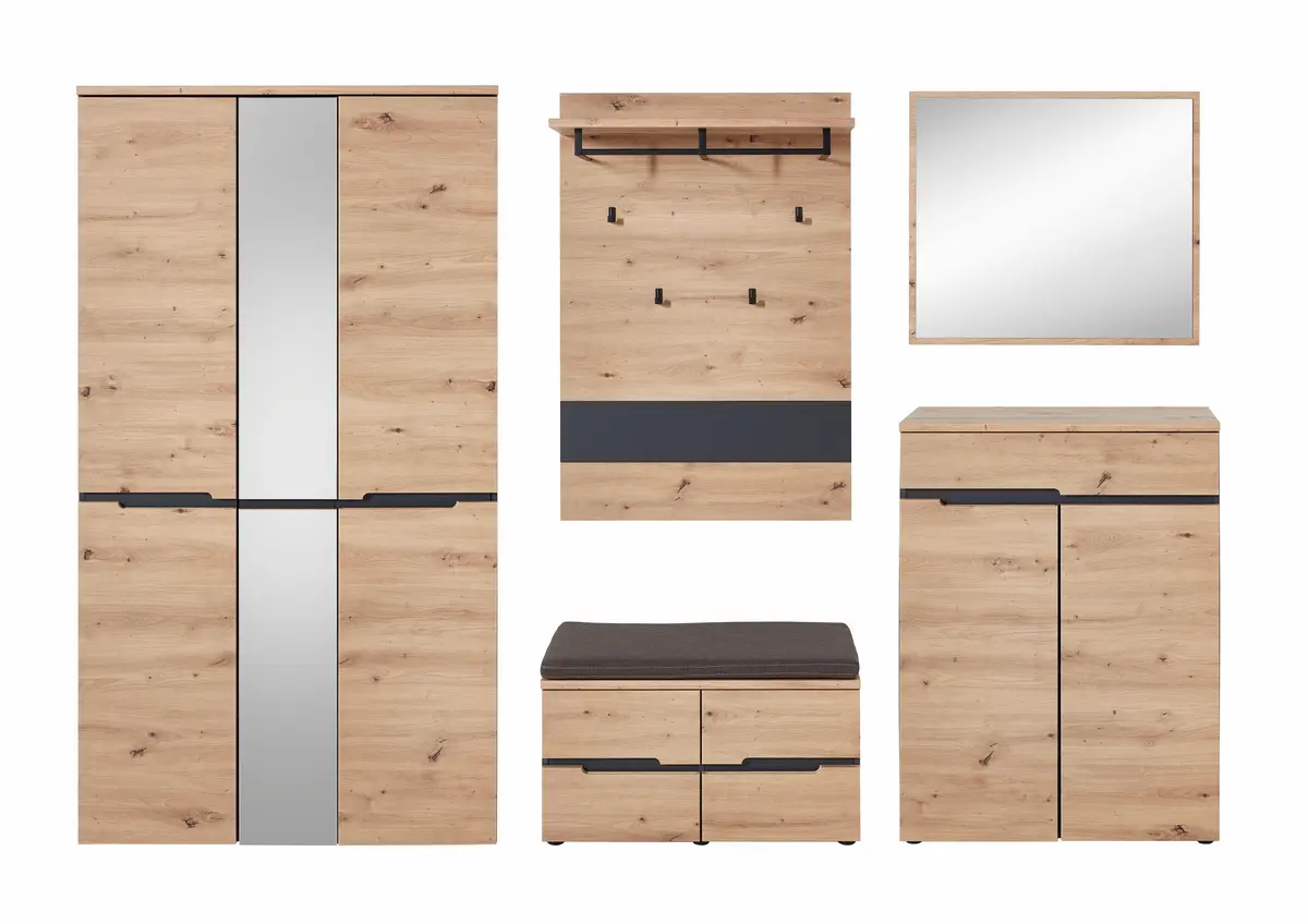 Garderobe - Eiche Dekor, Graphit