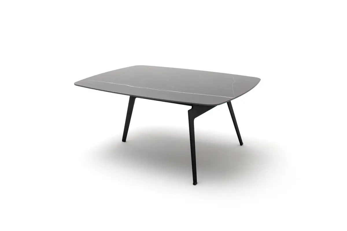 Couchtisch Susa - LBH ca. 90x70x40 cm, Keramik, Schwarz, Marmoroptik