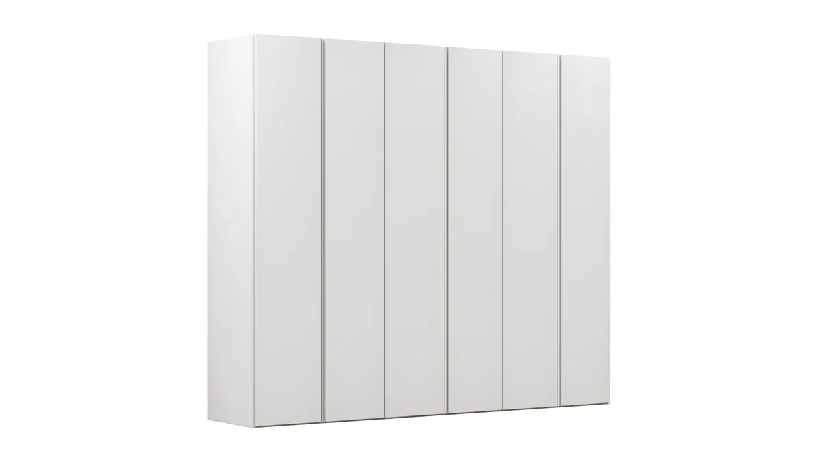 Drehtürenschrank Loretto - B ca. 280 cm, Melamin matt, Weiß