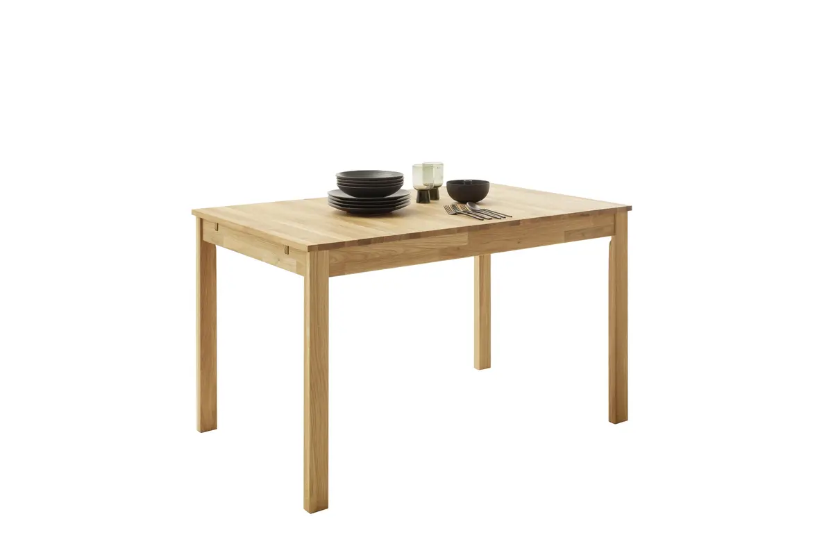 Esstisch - ausziehbar, LB ca. 125x80 cm, Wildeiche massiv geölt