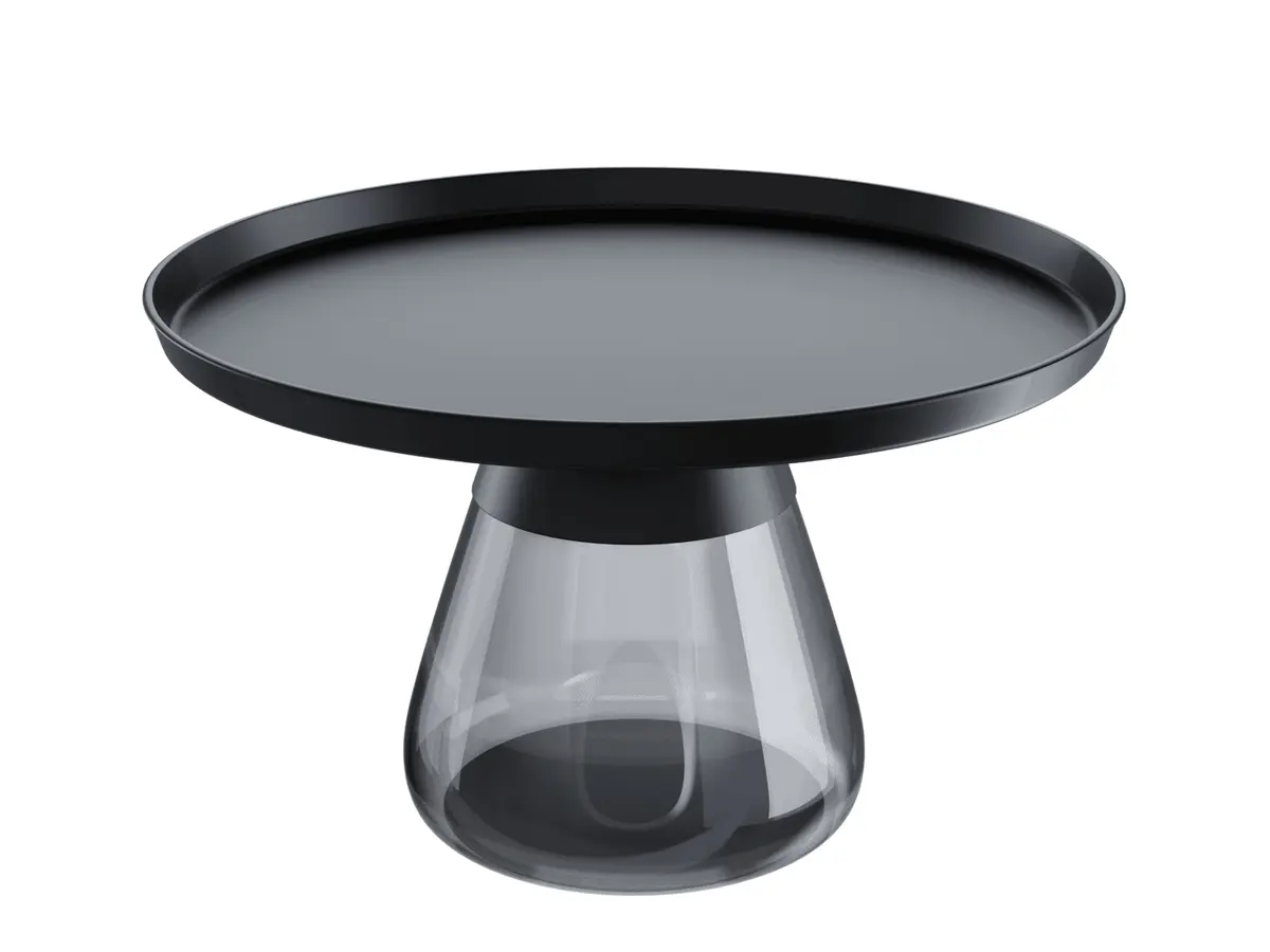 Couchtisch - LBH ca. 71x71x33 cm, Stahl Schwarz, Glas Grau getönt