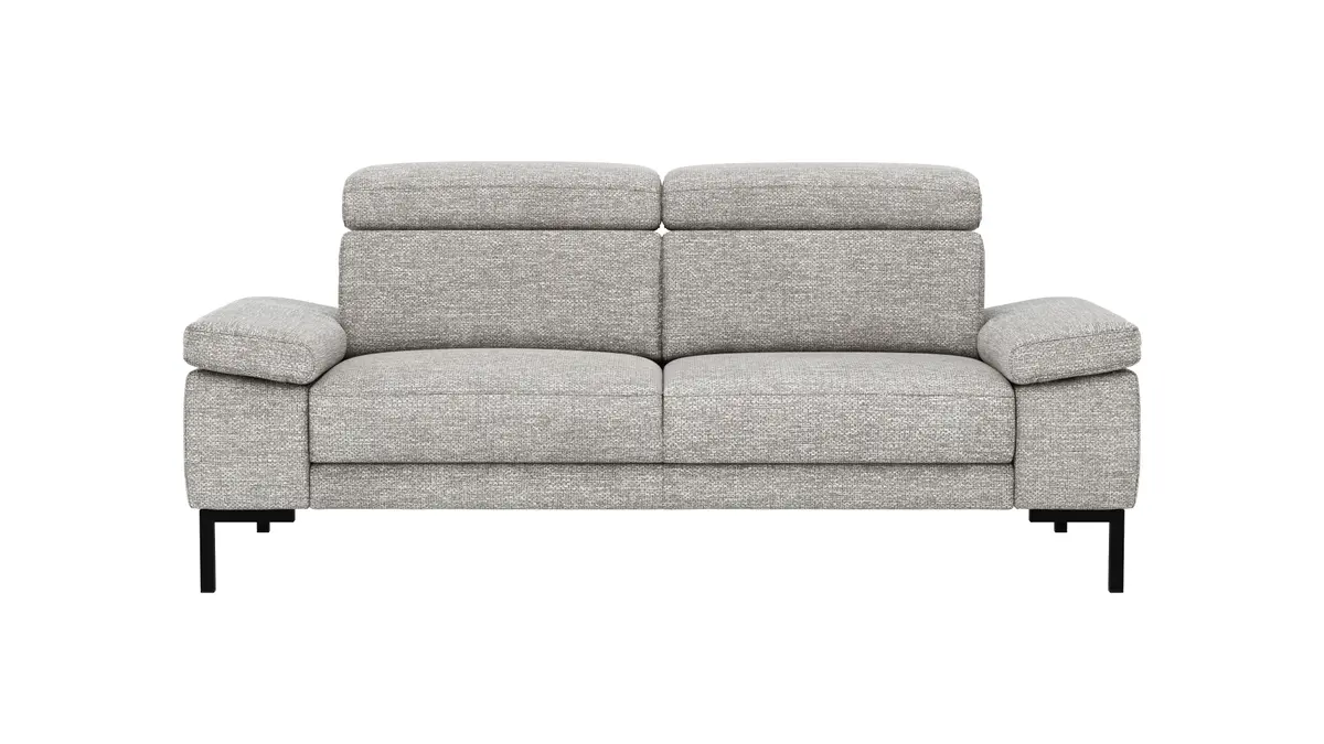Sofa Hudson - 2,5-Sitzer inkl. Kopfteil verstellbar, Stoff, Hellgrau