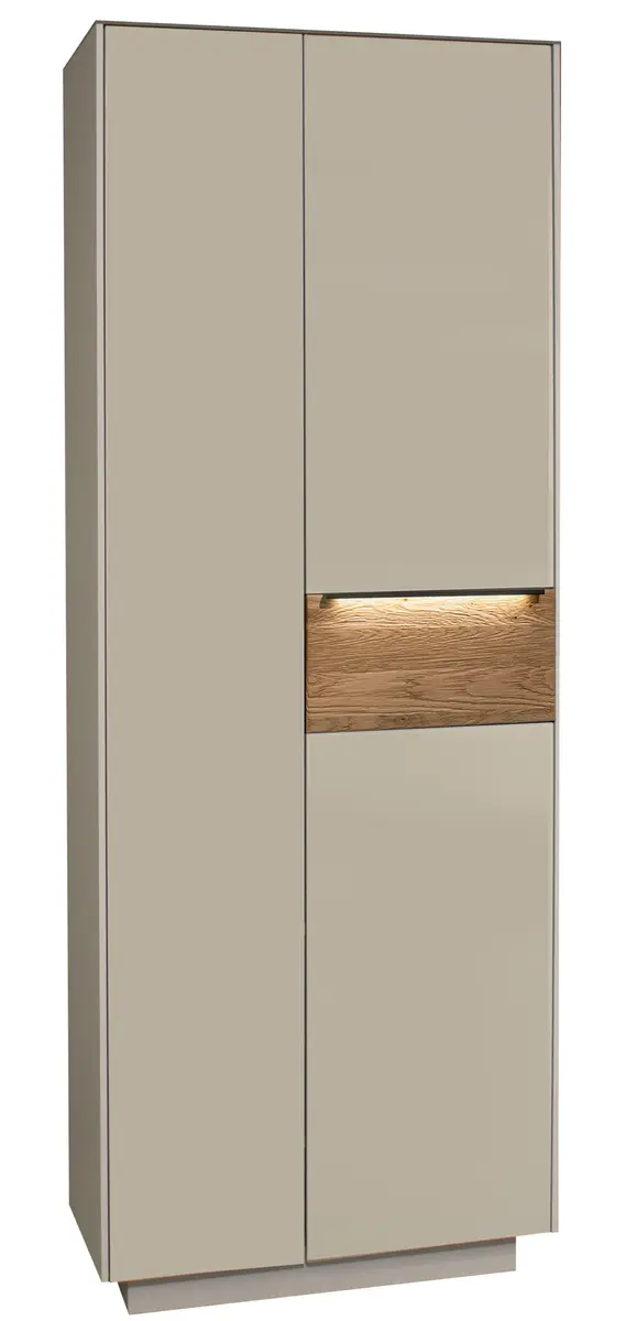 Garderobenschrank - mit Beleuchtung, B ca. 72 cm, Kaschmir, Eiche massiv