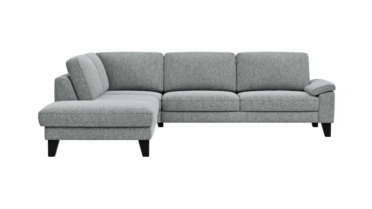 Ecksofa Oviedo - Ecke links mit 2,5-Sitzer inkl. Drehsitz, Stoff, Hellgrau