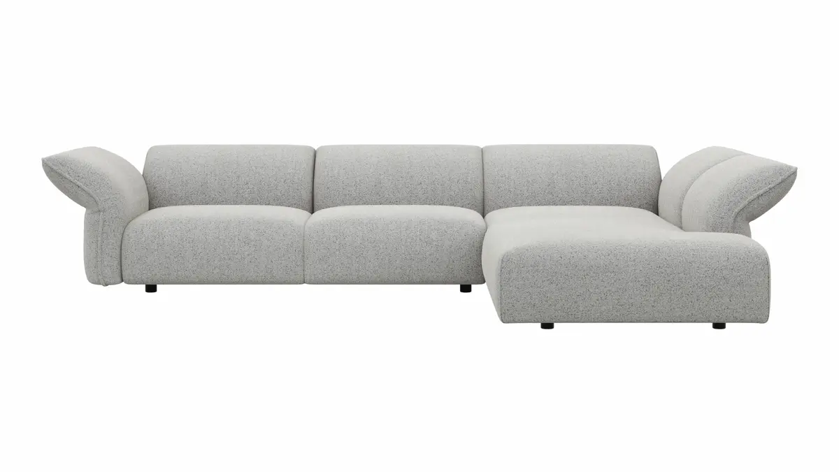 Ecksofa Motone - 2,5-Sitzer mit Ecke rechts, Stoff, Hellgrau