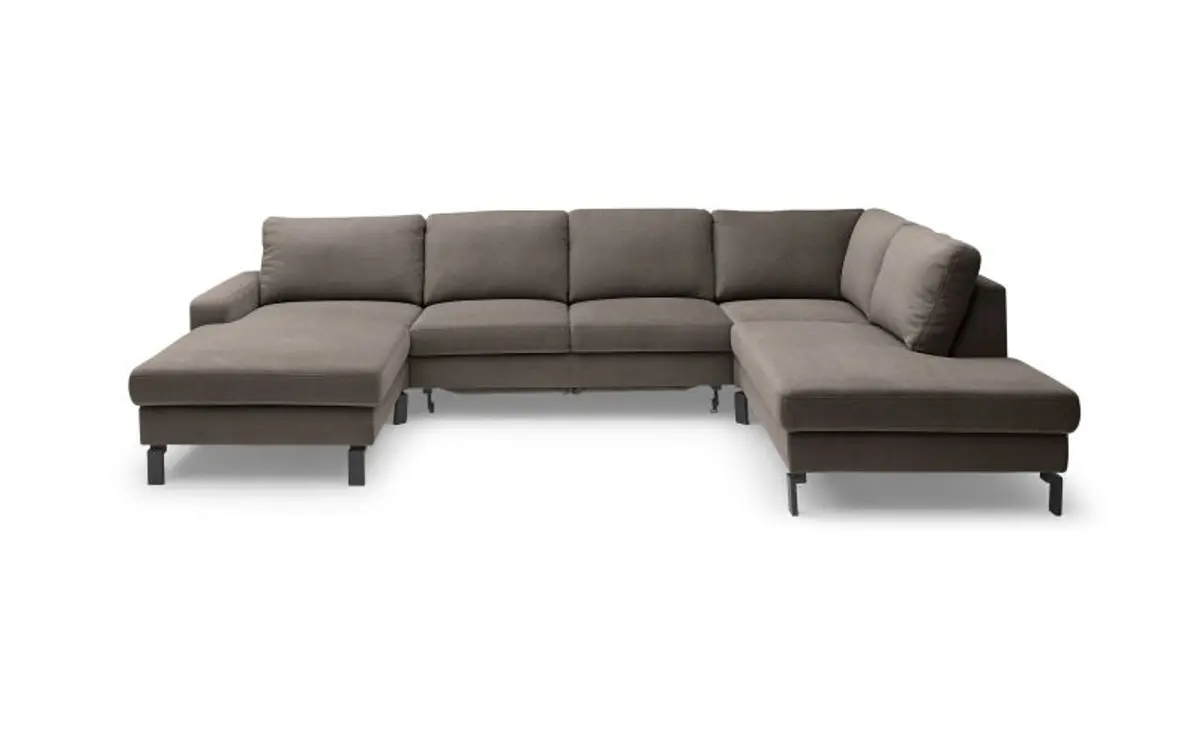 Wohnlandschaft CALM - Longchair links, 2-Sitzer, inkl. Schlaffunktion, Ecke rechts, Microfaser, Dunkelbraun