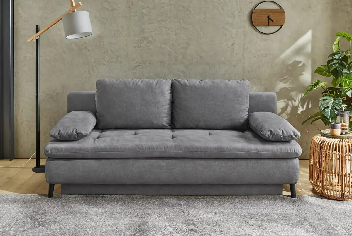 Schlafsofa - 2-Sitzer inkl. Schlaffunktion, Stoff, Grau
