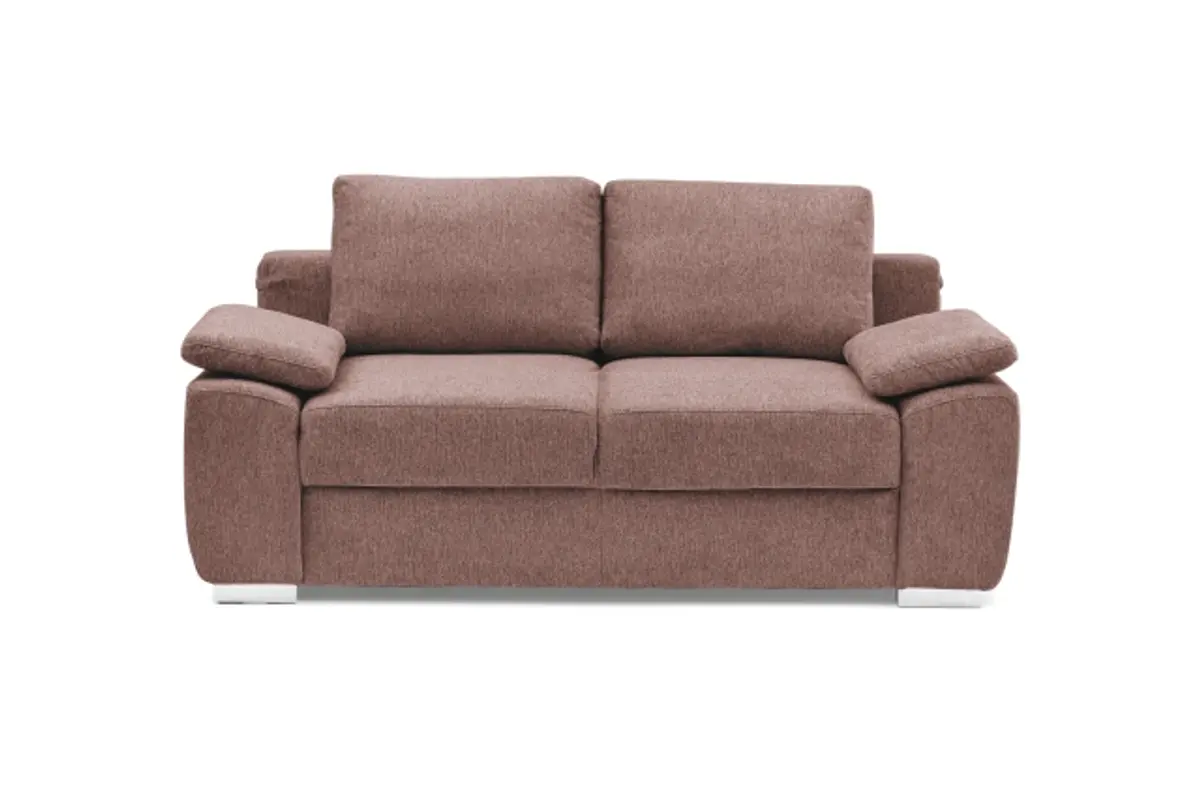 Schlafsofa EMIEL - 2-Sitzer inkl. Schlaffunktion und Bettkasten, Stoff, Koralle