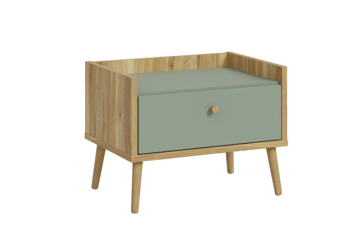 Nachtkonsole FIRELL- Eiche Dekor, Graugrün