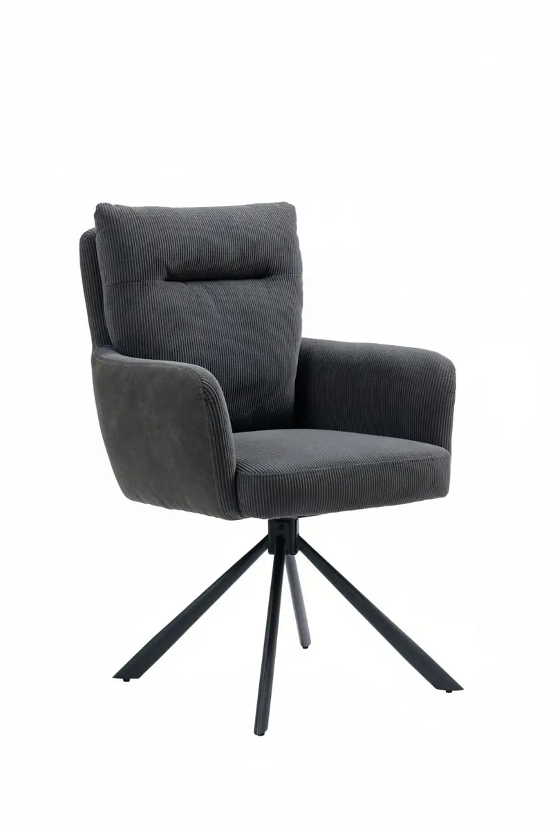 Armlehnstuhl - drehbar, Cord, Anthrazit