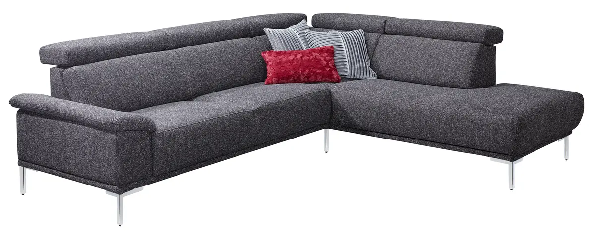 Ecksofa - 2-Sitzer mit Ecke rechts, Stoff, Anthrazit