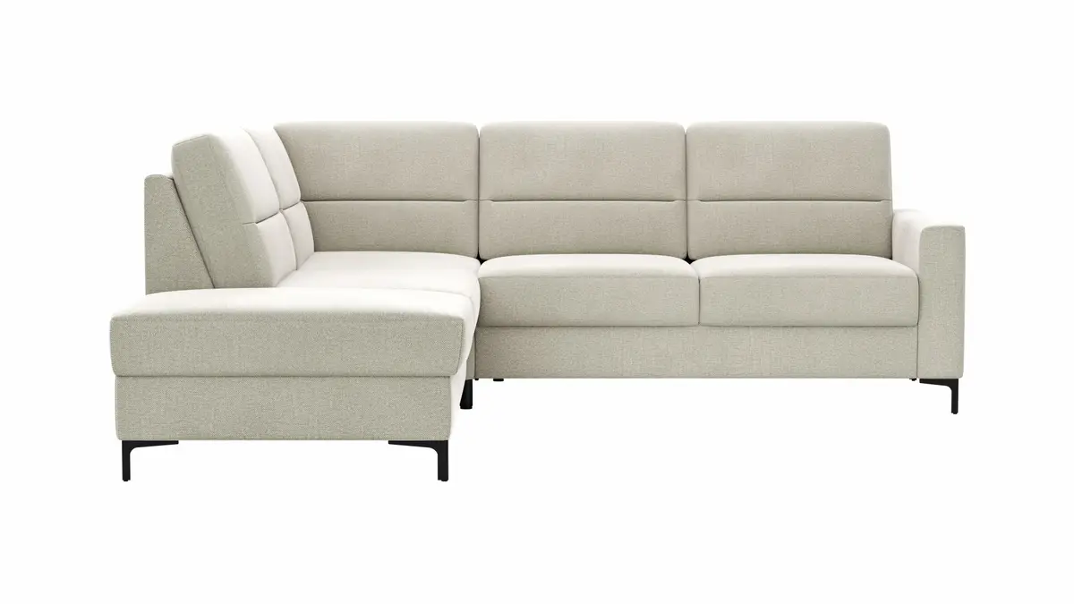 Ecksofa Merlos H. - Ecke links mit 2,5-Sitzer rechts, Stoff, Natur
